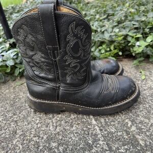 Ariat Fatbaby Leather Boots 14788 Women 8.5B Black Round Toe Mid-Calf Western